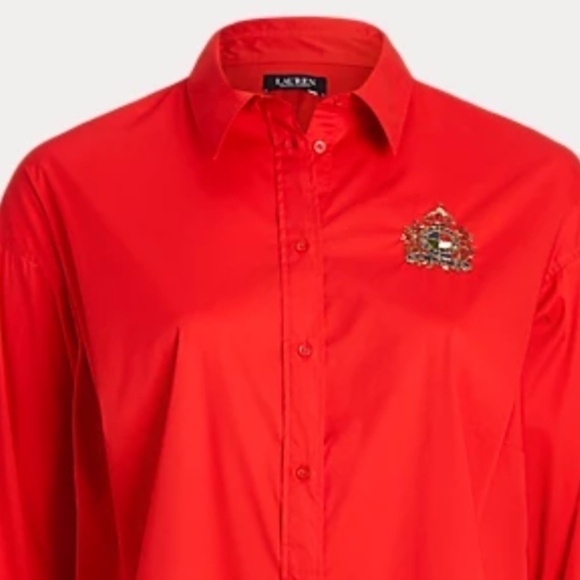 NWT RALPH LAUREN Beaded-Crest Stretch-Cotton Blend Shirt New with tag Size U… - Picture 5 of 7